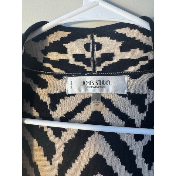 Jones Studio Long Sleeve Open Black Zebra Stripe Sweater Plus Size 2X - Picture 3 of 4